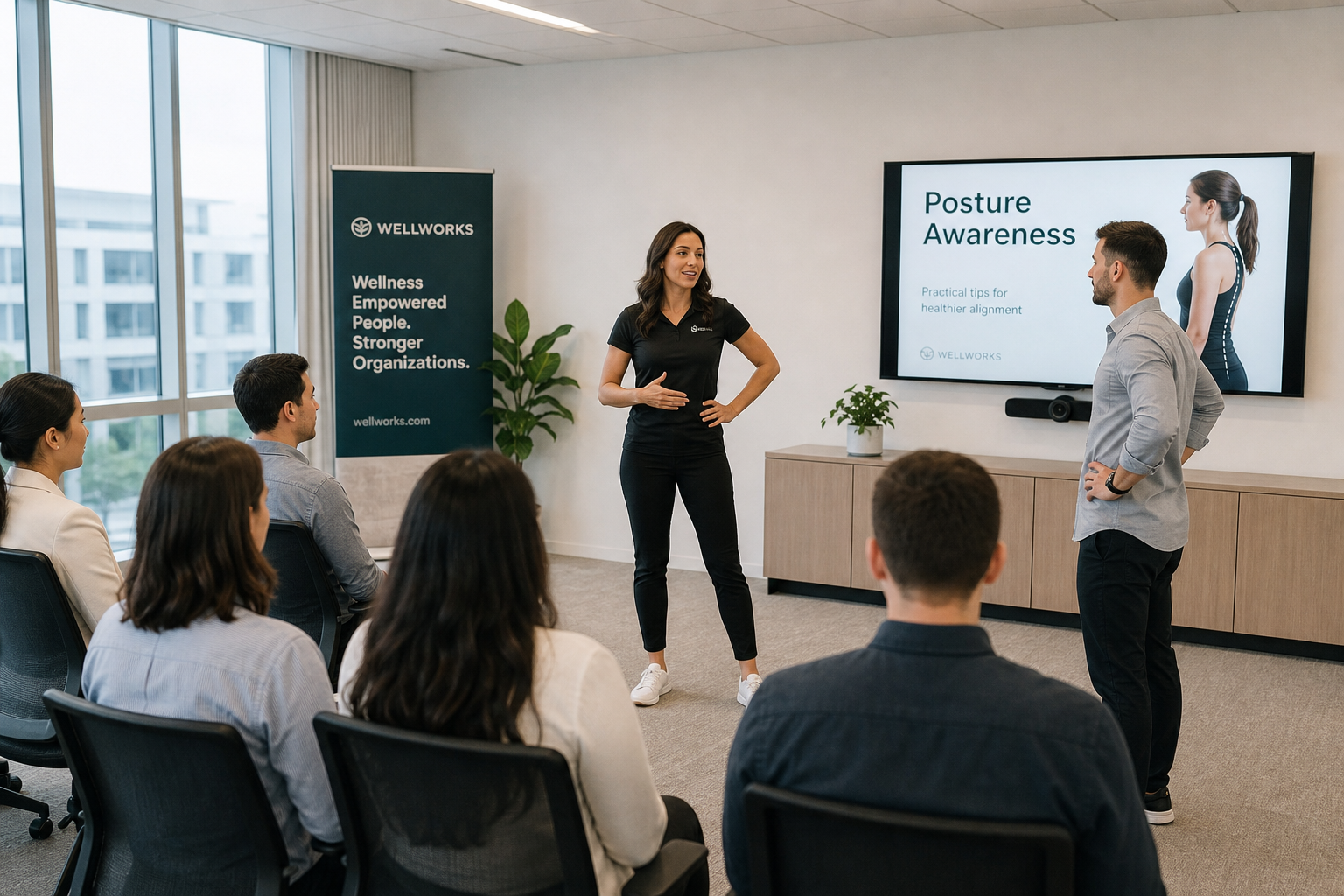 Washyrelbowex posture workshop with office workers